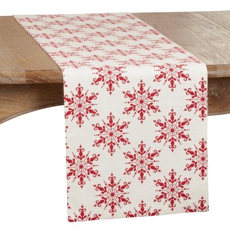 SARO LIFESTYLE SARO  Table Runner with Snowflake Design 7553.R1472B